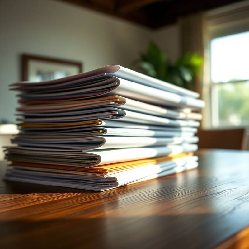 Documentos legais empilhados em uma mesa, simbolizando termos e condições.